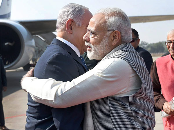 Prime Minister Narendra Modi receives his Israeli counterpart Benjamin Netanyahu on his arrival, in Ahmedabad, Gujarat Prime Minister Narendra Modi receives his Israeli counterpart Benjamin Netanyahu on his arrival, in Ahmedabad, Gujarat