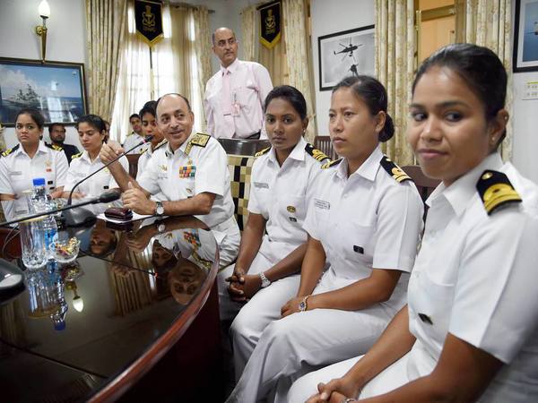 Six women officers of the Indian Navy