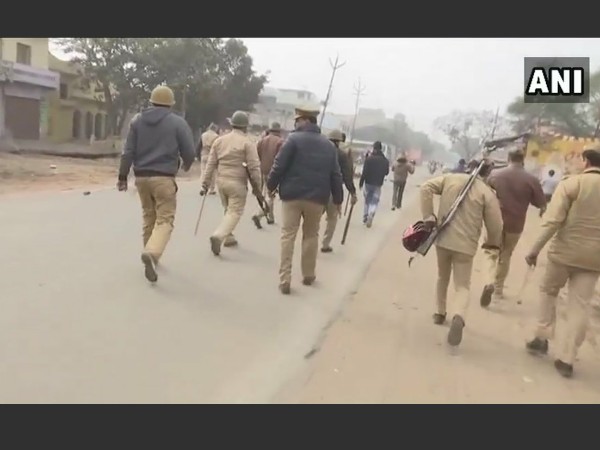 Police deployed in Kasganj Police deployed in Kasganj