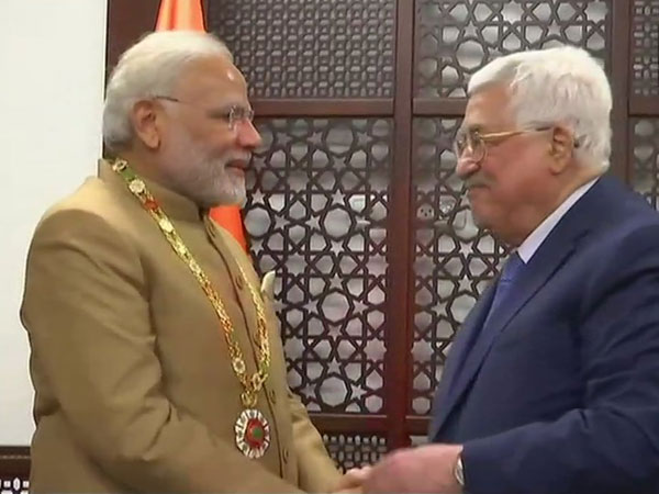 The Grand Collar of the state of Palestine conferred on PM Modi. Courtesy: ANI news The Grand Collar of the state of Palestine conferred on PM Modi. Courtesy: ANI news