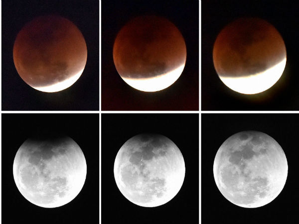 Different phases of moon during lunar eclipse in New Delhi