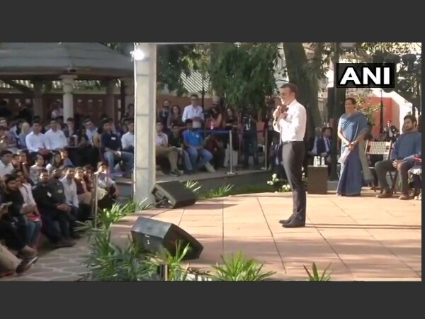Emmanuel Macron interacts with students in Delhi Emmanuel Macron interacts with students in Delhi