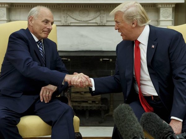President Donald Trump talks with new White House Chief of Staff John Kelly. PTI file photo President Donald Trump talks with new White House Chief of Staff John Kelly. PTI file photo