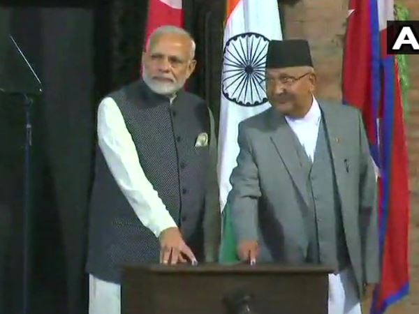 Narendra Modi and K P Sharma Oli Narendra Modi and K P Sharma Oli
