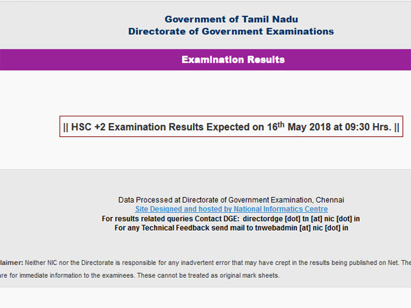 Tamil Nadu Class 12 result 2018 to be declared today Tamil Nadu Class 12 result 2018 to be declared today