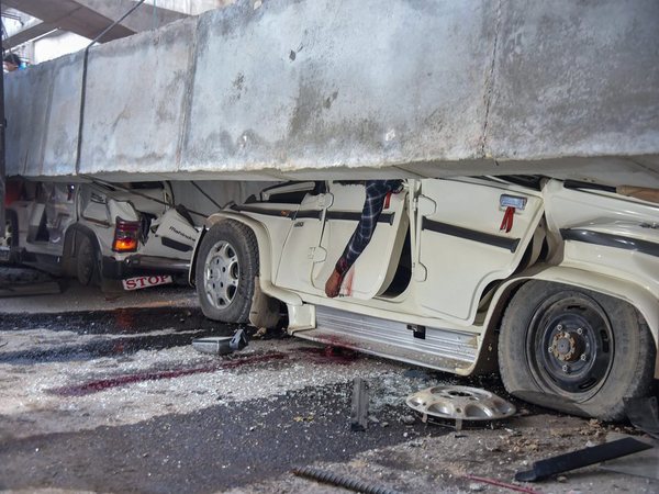 A crushed car