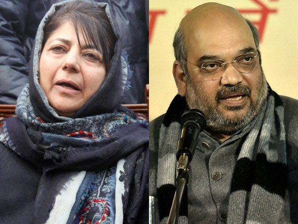 Mehbooba Mufti and Amit Shah Mehbooba Mufti and Amit Shah