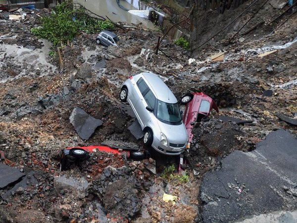 Wall collapsed at a construction site