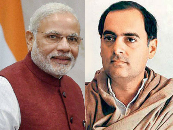 File photo of Narendra Modi and Rajiv Gandhi File photo of Narendra Modi and Rajiv Gandhi