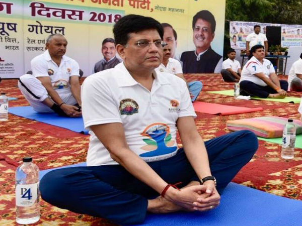Piyush Goyal performs Yoga in Noida