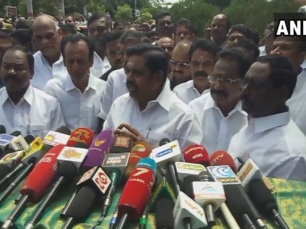 Tamil Nadu CM K Palaniswami addressing media. Courtesy: ANI news Tamil Nadu CM K Palaniswami addressing media. Courtesy: ANI news