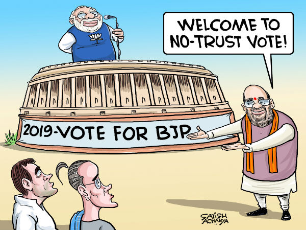 No-confidence motion: Modi-Amit jodi teases mother-son duo - Oneindia News