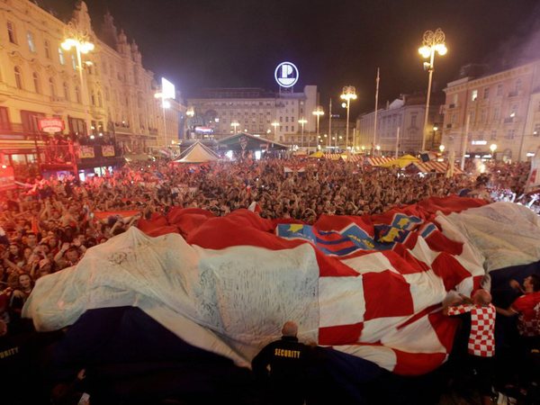Croatia fans celebrate at the end of the semifinal match between Croatia and England, in Zagreb, Croatia, Wednesday, July 11, 2018. AP/PTI photo Croatia fans celebrate at the end of the semifinal match between Croatia and England, in Zagreb, Croatia, Wednesday, July 11, 2018. AP/PTI photo