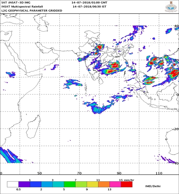INSAT Multispectral rainfall map provided by IMD INSAT Multispectral rainfall map provided by IMD