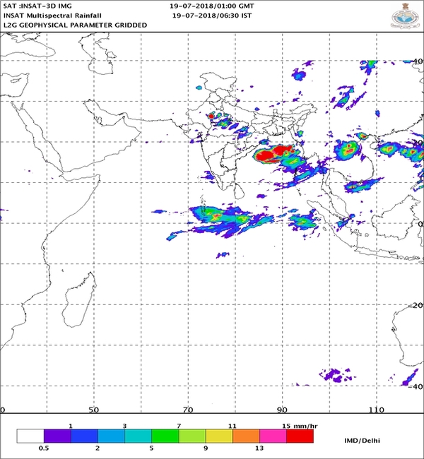 INSAT Multi spectral rainfall image. Courtesy: IMD INSAT Multi spectral rainfall image. Courtesy: IMD