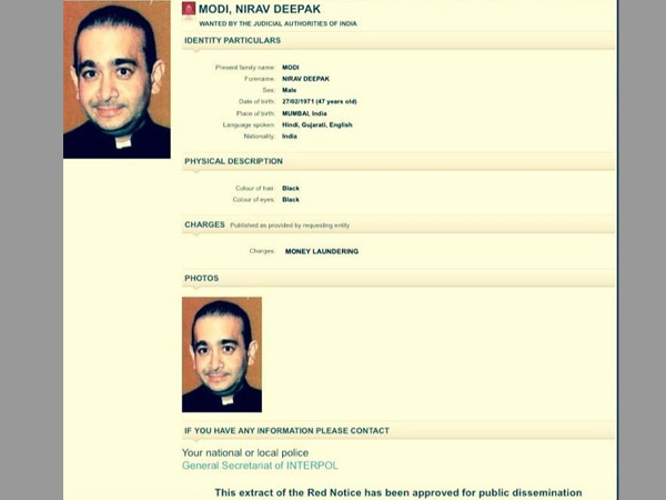 Interpol issues Red Corner Notice against Nirav Modi for money laundering Interpol issues Red Corner Notice against Nirav Modi for money laundering