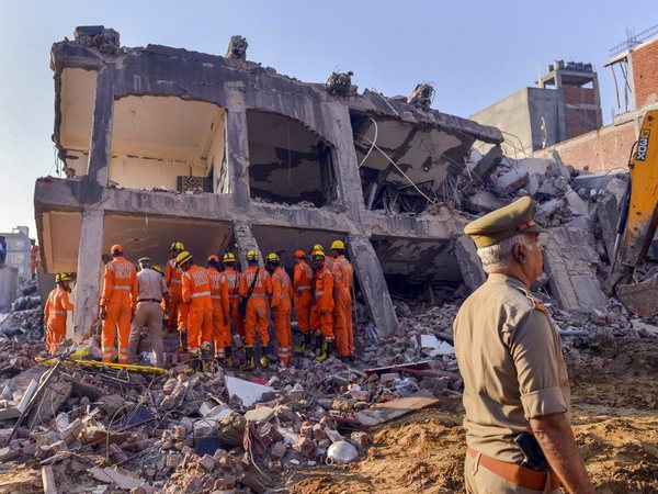 Debris of a collapsed building