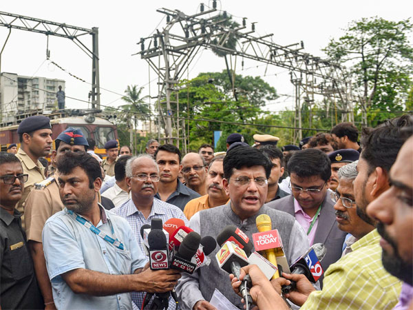 Union Railway Minister Piyush Goyal speaks with the media as he visits the accident spot where Gokhale road overbridge collapsed near the eastern side of the suburban railway, at Andheri in Mumbai Union Railway Minister Piyush Goyal speaks with the media as he visits the accident spot where Gokhale road overbridge collapsed near the eastern side of the suburban railway, at Andheri in Mumbai