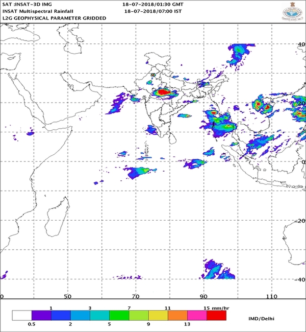 INSAT Multi spectral rainfall map INSAT Multi spectral rainfall map