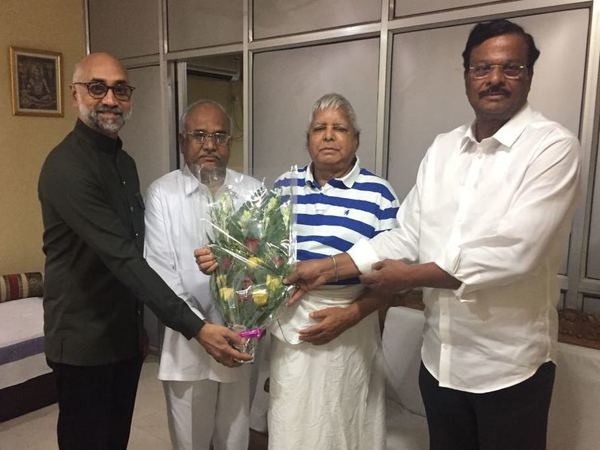 TDP MPs Galla Jayadev, Ravindra Kumar & Garikapati Mohan Rao met RJD chief Lalu Prasad Yadav in Patna. Courtesy: ANI news TDP MPs Galla Jayadev, Ravindra Kumar & Garikapati Mohan Rao met RJD chief Lalu Prasad Yadav in Patna. Courtesy: ANI news