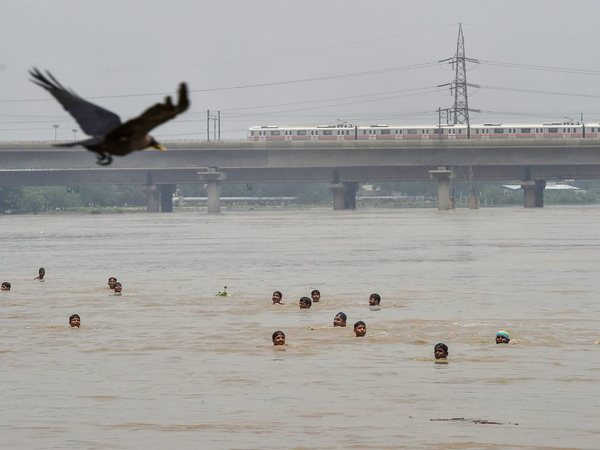 Swollen Yamuna river