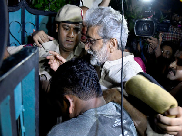 Human rights activist Gautam Navlakha at his residence after his arrest in New Delhi. (Image: PTI) Human rights activist Gautam Navlakha at his residence after his arrest in New Delhi. (Image: PTI)