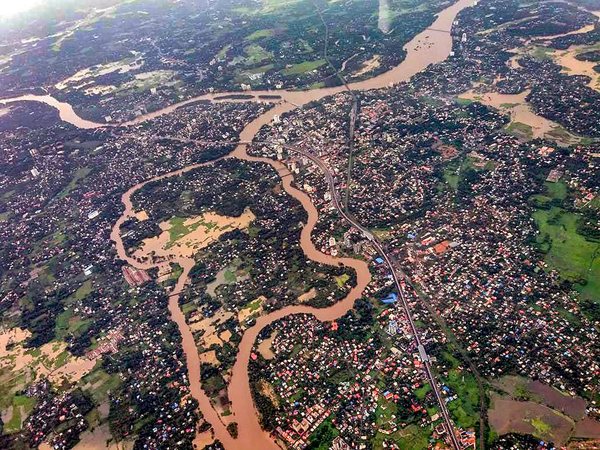 An aeriel view of the floods in Aluva