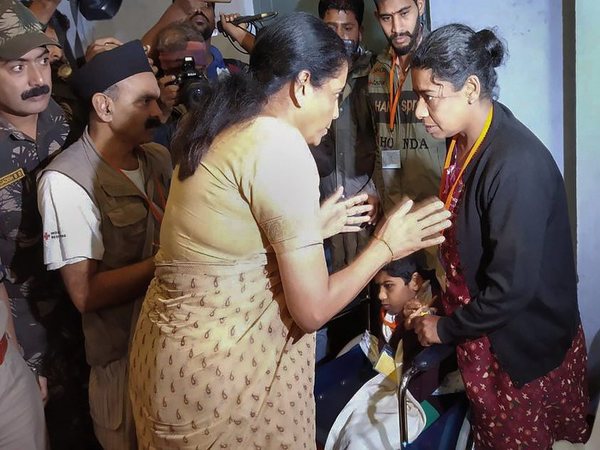 Nirmala Sitharaman at relief camp