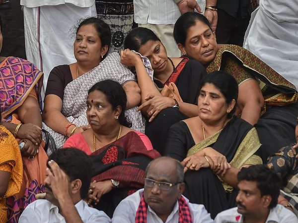 Dejected party workers