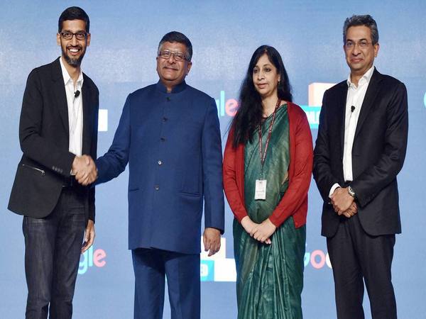 IT minister Ravi Shankar Prasad with Google CEO Sundar Pichai IT minister Ravi Shankar Prasad with Google CEO Sundar Pichai