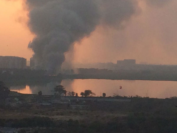 File photo of smoke bollowing from Bellandur lake