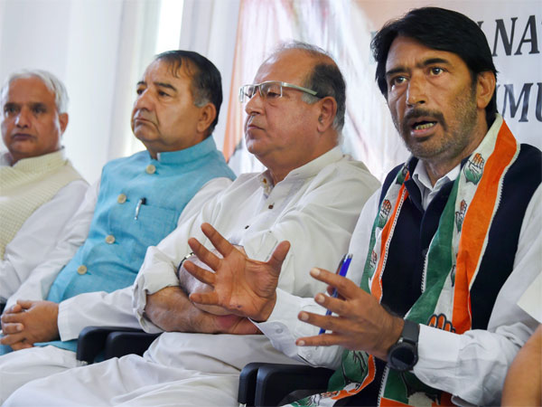 J & K Congress President Ghulam Ahmad Mir with other senior leaders addresses a a press conference in Srinagar J & K Congress President Ghulam Ahmad Mir with other senior leaders addresses a a press conference in Srinagar