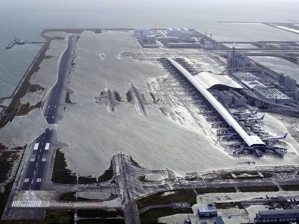 File photo of Kansai International Airport following a powerful typhoon on Sep 4