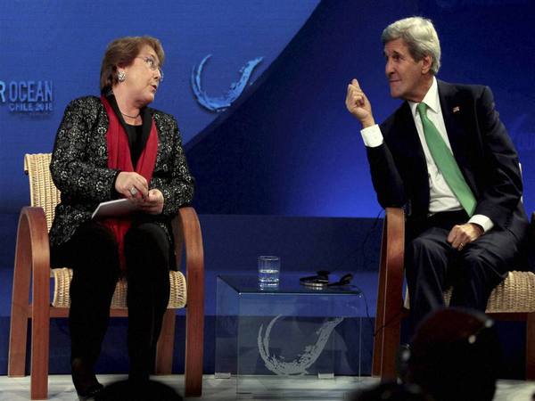 File photo of Michelle Bachelet with Secretary of State John Kerry. Photo credit- PTI File photo of Michelle Bachelet with Secretary of State John Kerry. Photo credit- PTI