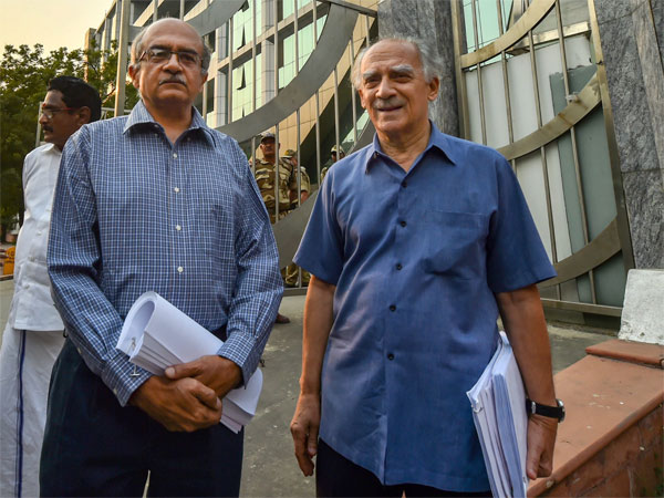 Advocate Prashant Bhushan with former Union minister Arun Shourie leave after meeting CBI Director Alok Verma in relation to Rafale Deal, at CBI Headquarter in New Delhi Advocate Prashant Bhushan with former Union minister Arun Shourie leave after meeting CBI Director Alok Verma in relation to Rafale Deal, at CBI Headquarter in New Delhi