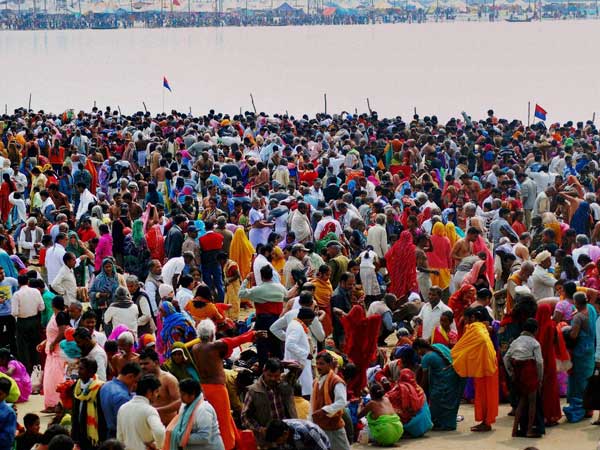 Devotees gathered at Kumbh Mela