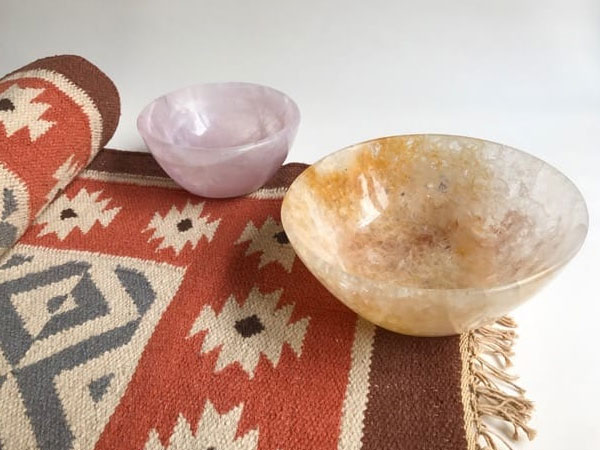 Stone bowls and dhurries: