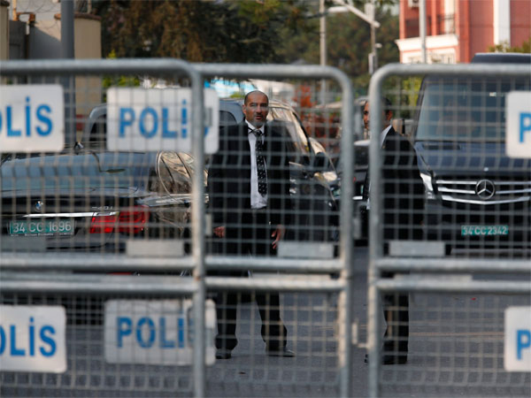 Security personnel guarding Saudi consulate