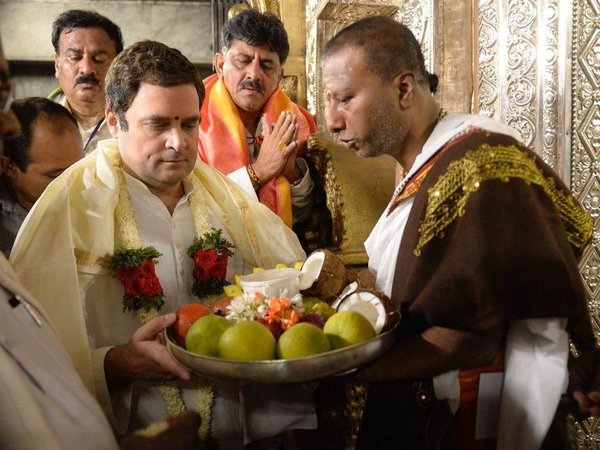 Rahul Gandhi at Chamundeshwari Temple in Mysuru, Karnataka