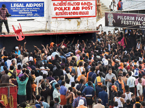 Protest at Sabarimala temple
