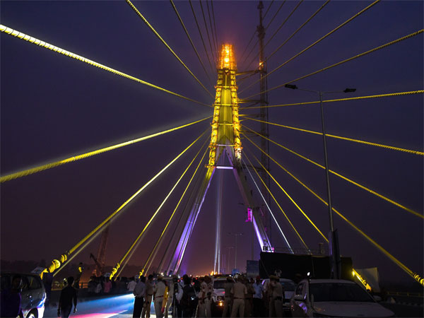 Signature Bridge during a laser show