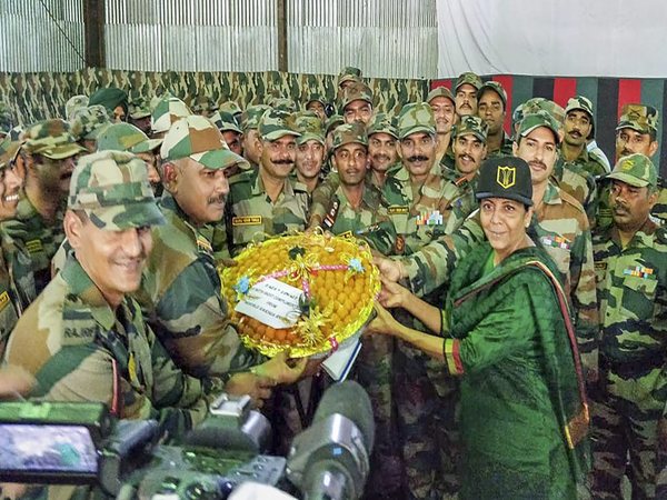 Defence Minister Nirmala Sitharaman celebrating Diwali with soldiers, their families at Hyulong in Arunachal Pradesh