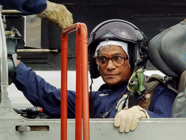 George Fernandes in the cockpit of an MiG-21