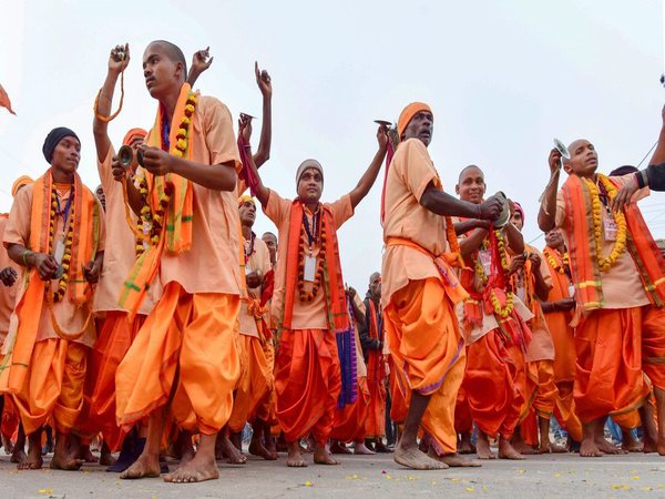 Sadhus participate in religious procession 'Peshwai' ceremony