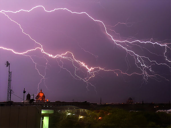 Lightning is seen during a thunderstorm over the Raisina Hills area of New Delhi Lightning is seen during a thunderstorm over the Raisina Hills area of New Delhi