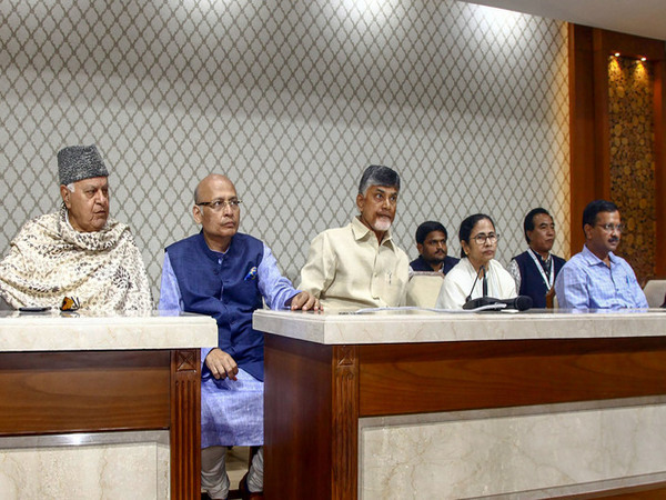 West Bengal Chief Minister Mamata Banerjee, AP CM N Chandrababu Naidu, Congress leader Abhishek Singhvi, National Conference President Farooq Abdullah, Delhi Chief Minister Arvind Kejriwal and other during a press conference after Trinamool Congress Mega rally in Kolkata Saturday, Jan.19,2019. (PTI Photo) West Bengal Chief Minister Mamata Banerjee, AP CM N Chandrababu Naidu, Congress leader Abhishek Singhvi, National Conference President Farooq Abdullah, Delhi Chief Minister Arvind Kejriwal and other during a press conference after Trinamool Congress Mega rally in Kolkata Saturday, Jan.19,2019. (PTI Photo)