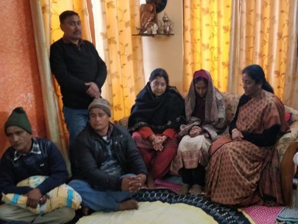 Defence Minister Nirmala Sitharaman meets bereaved family of late Squadron Leader Samir Abrol. Courtesy: ANI news Defence Minister Nirmala Sitharaman meets bereaved family of late Squadron Leader Samir Abrol. Courtesy: ANI news
