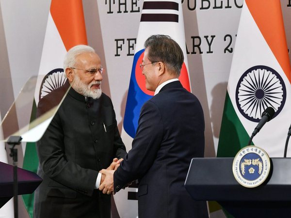 Prime Minister Narendra Modi and South Koreas President Moon Jae-in exchange greetings during their joint press conference in Seoul on Friday (Image - PTI) Prime Minister Narendra Modi and South Koreas President Moon Jae-in exchange greetings during their joint press conference in Seoul on Friday (Image - PTI)
