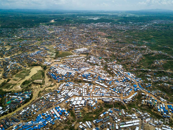 Aerial view of Rohingya camp Kutapalong