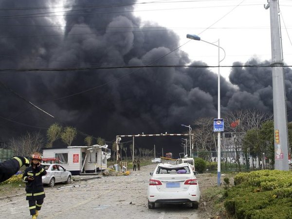 In this photo released by Xinhua News Agency, firefighters walk past the site of a factory explosion in a chemical industrial park in Xiangshui County of Yancheng in eastern Chinas Jiangsu province on Thursday, March 21, 2019. PTI photo In this photo released by Xinhua News Agency, firefighters walk past the site of a factory explosion in a chemical industrial park in Xiangshui County of Yancheng in eastern Chinas Jiangsu province on Thursday, March 21, 2019. PTI photo